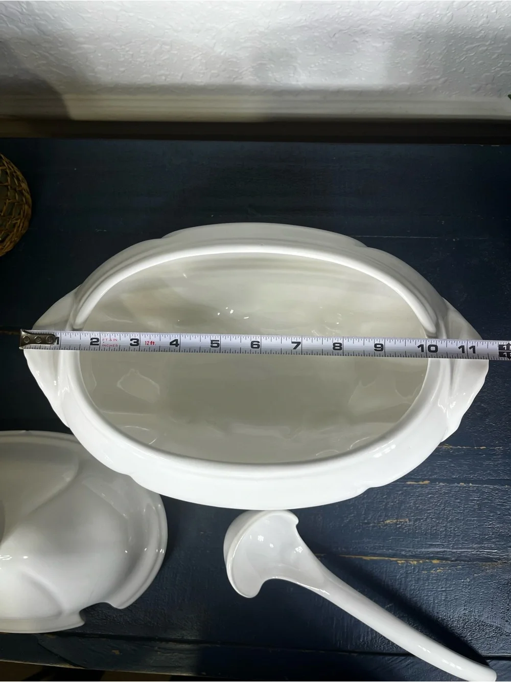 Classic White Porcelain Covered Soup Tureen with Ladle Loucartes, Portugal